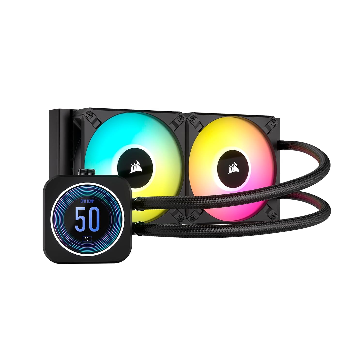 Corsair iCUE H100i Elite LCD XT Liquid CPU Cooler – IPS LCD Screen – Two AF120 RGB Elite Fans -240mm Radiator – Fits Intel® LGA 1700, AMD® AM5, and More – Included iCUE Commander CORE -Black (Renewed) Corsair iCUE H100i Elite LCD XT Liquid CPU Cooler – IPS LCD Screen – Two AF120 RGB Elite Fans -240mm Radiator – Fits Intel® LGA 1700, AMD® AM5, and More – Included iCUE Commander CORE -Black (Renewed)