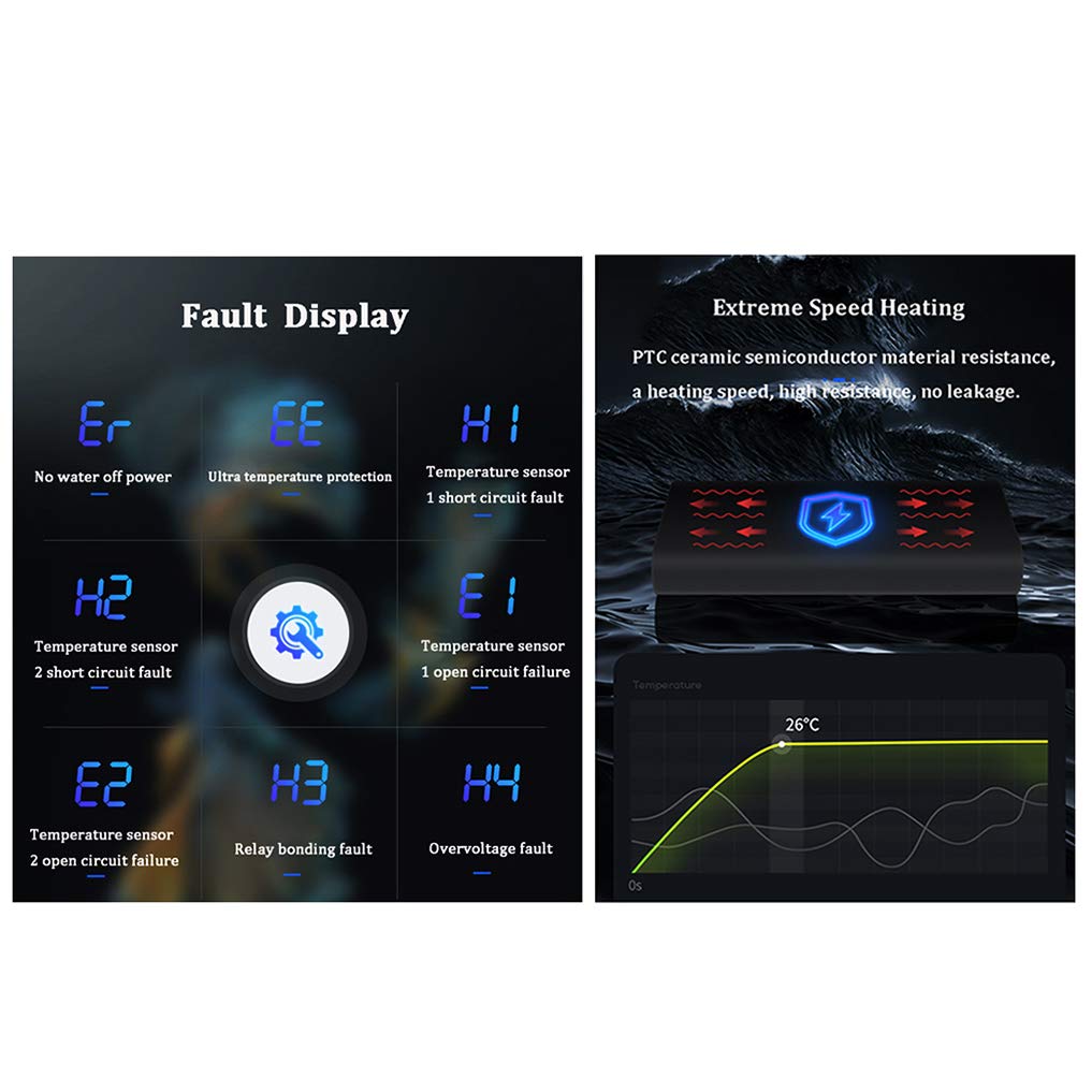Réchauffeur d'aquarium Submersible, 50W / 100W / 500W / 800W / 1000W, Réchauffeur d'aquarium PID avec contrôleur de température Externe, Affichage à LED Visible, Protection Contre la surchauffe