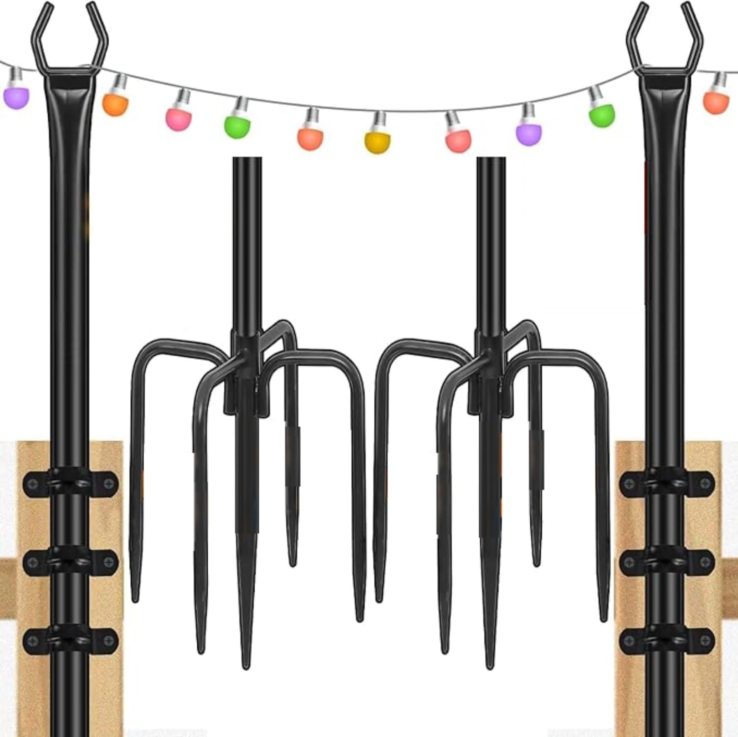Gresonic String Light Pole 9.8FT 2 Pack für Außen Stahl Outdoor-Dekoration