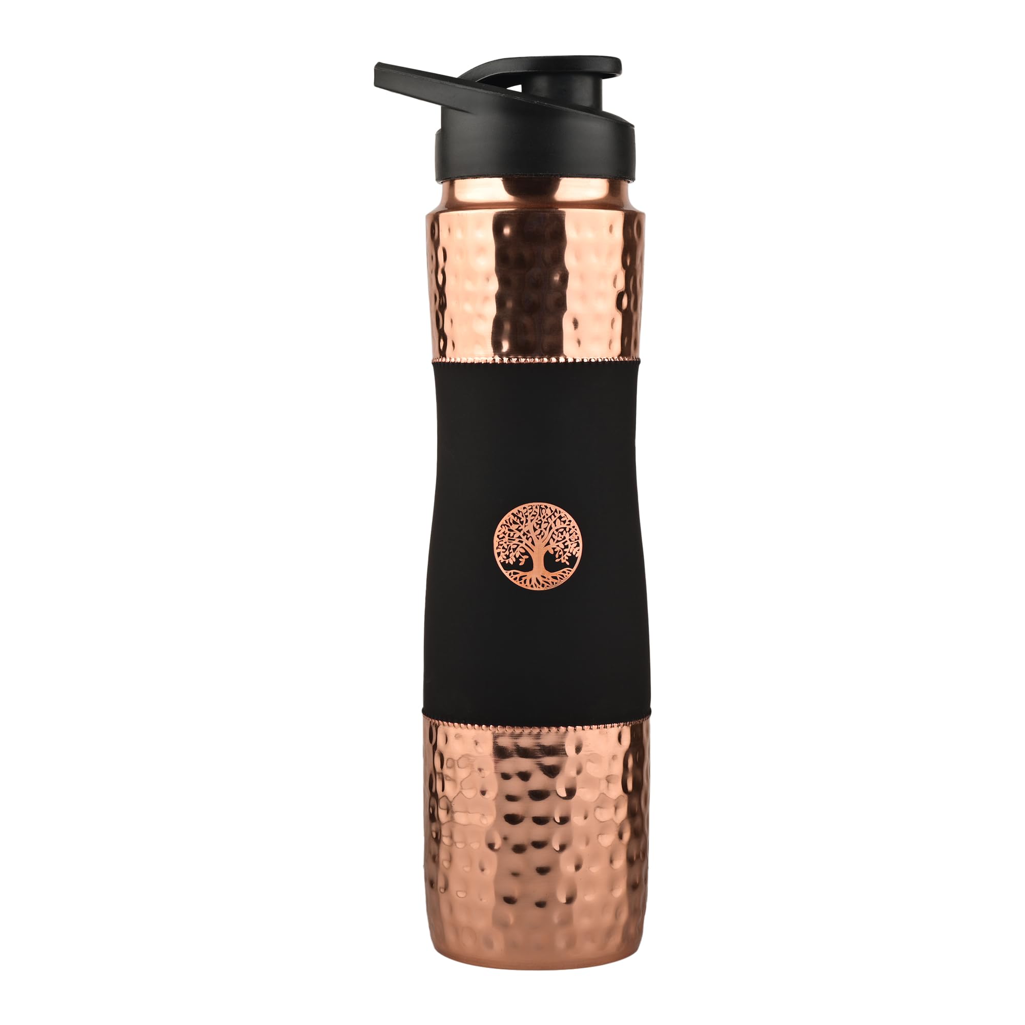 Bouteille en cuivre pur gravée Arbre de Vie récipient de luxe 1L
