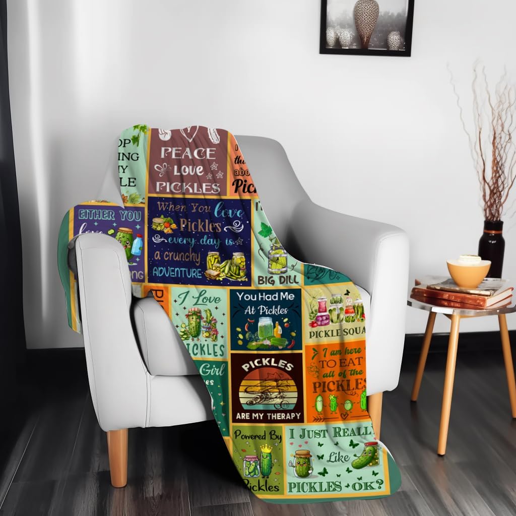Pickle Blanket Gifts for Pickle Lovers Kids Funny Pickles Themed Plush Blankets Flannel Pickles Stuff Throw Blanket Gifts for Girls Boys Women Men Adults Bed Living Room Decorations 50"X40" - Image 5