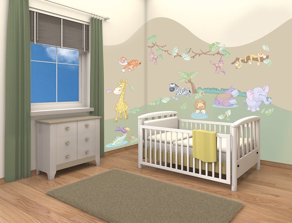 Walltastic Baby Jungle Safari Room Decor Kit Amazon Co Uk Kitchen Home