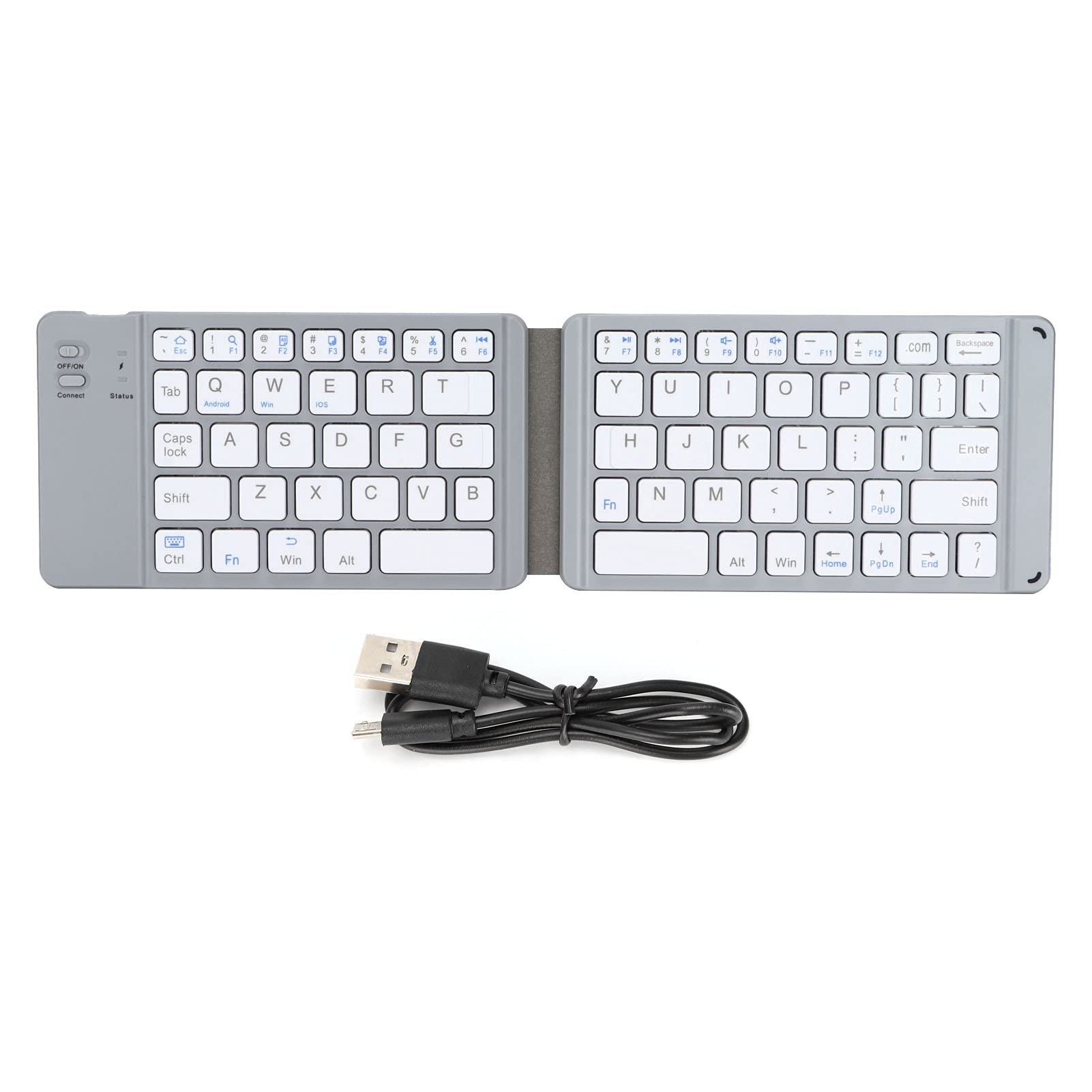 Cyrank Teclado Bluetooth Plegable, Tamaño De Bolsillo Mini Teclado Inalámbrico Portátil Teclado Inalámbrico Portátil Teclado Plegable Delgado Batería Incorporada(Blanco)