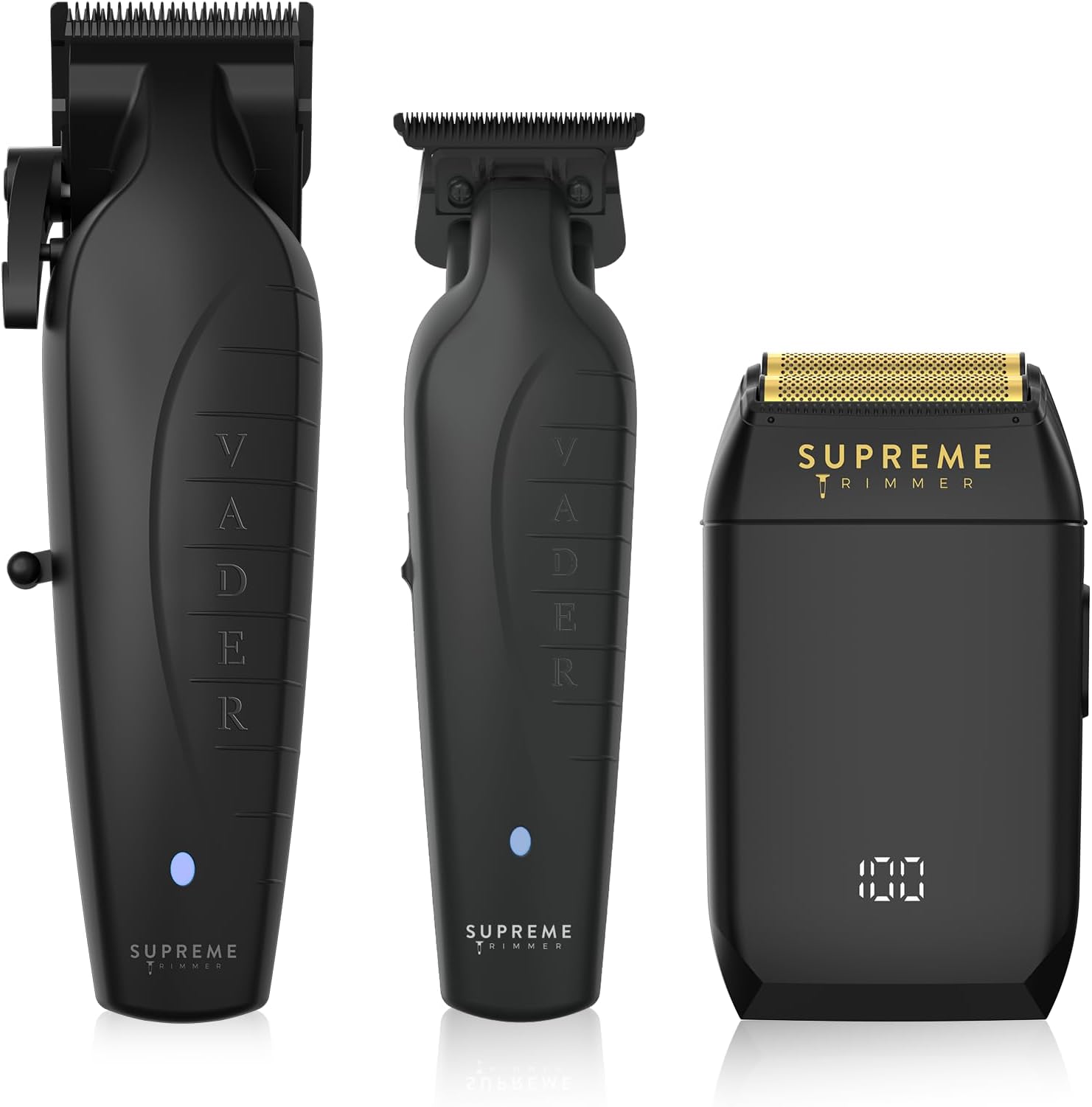 Supreme Trimmer Vader Clipper, Vader Trimmer & Crunch Foil Shaver | Professional Beard Trimmer, Men's Clippers | 3 in 1 Set, Black