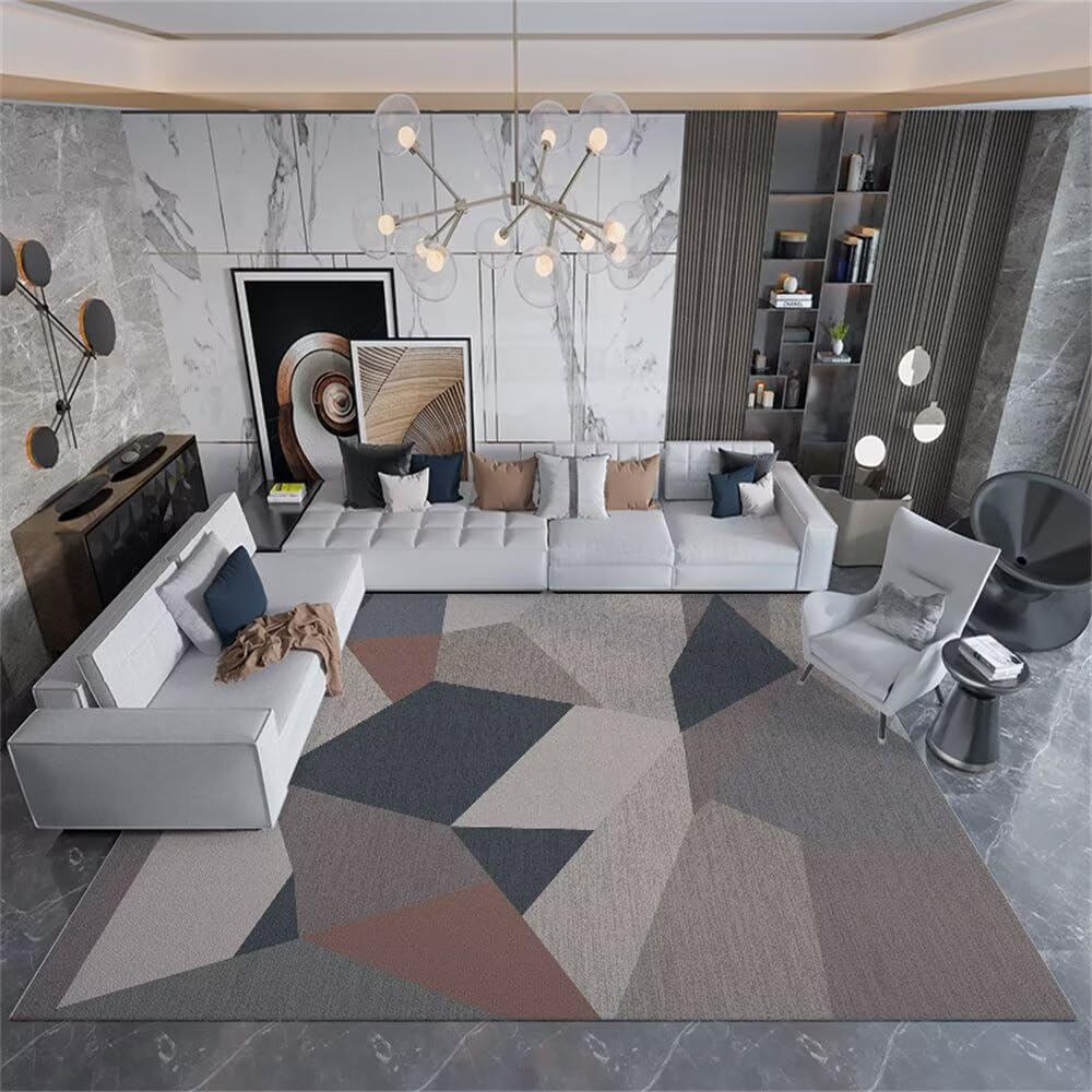Tapis rectangulaire enfant gris 70x200cm géométrique moderne pour chambre de grand ado
