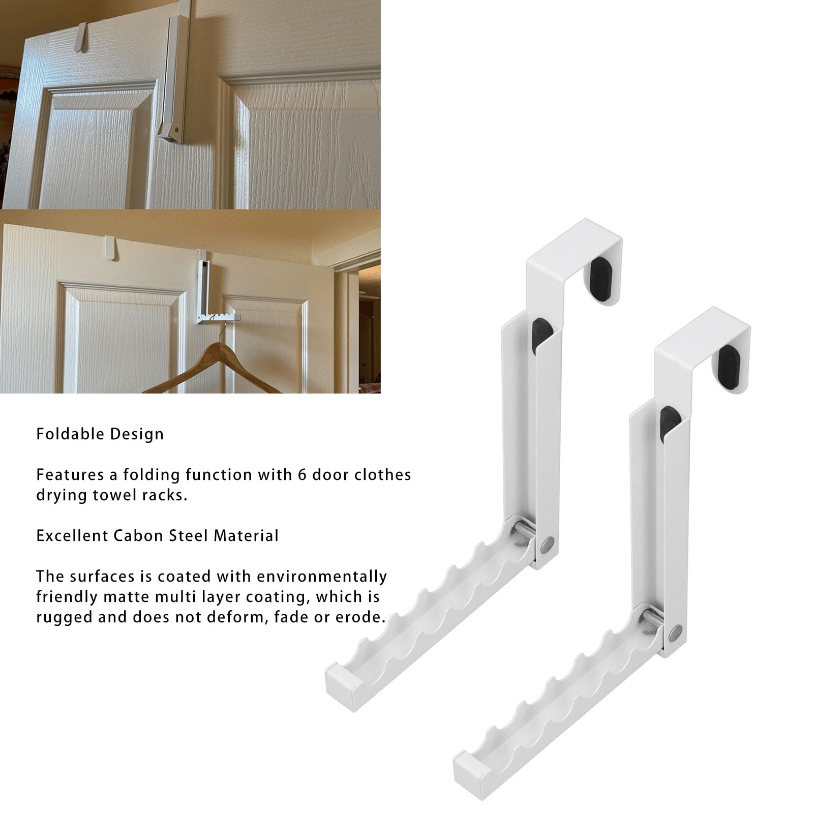 2-pack over de deurhakenhanger, stevig opvouwbaar droogrek voor kleding, jassen en