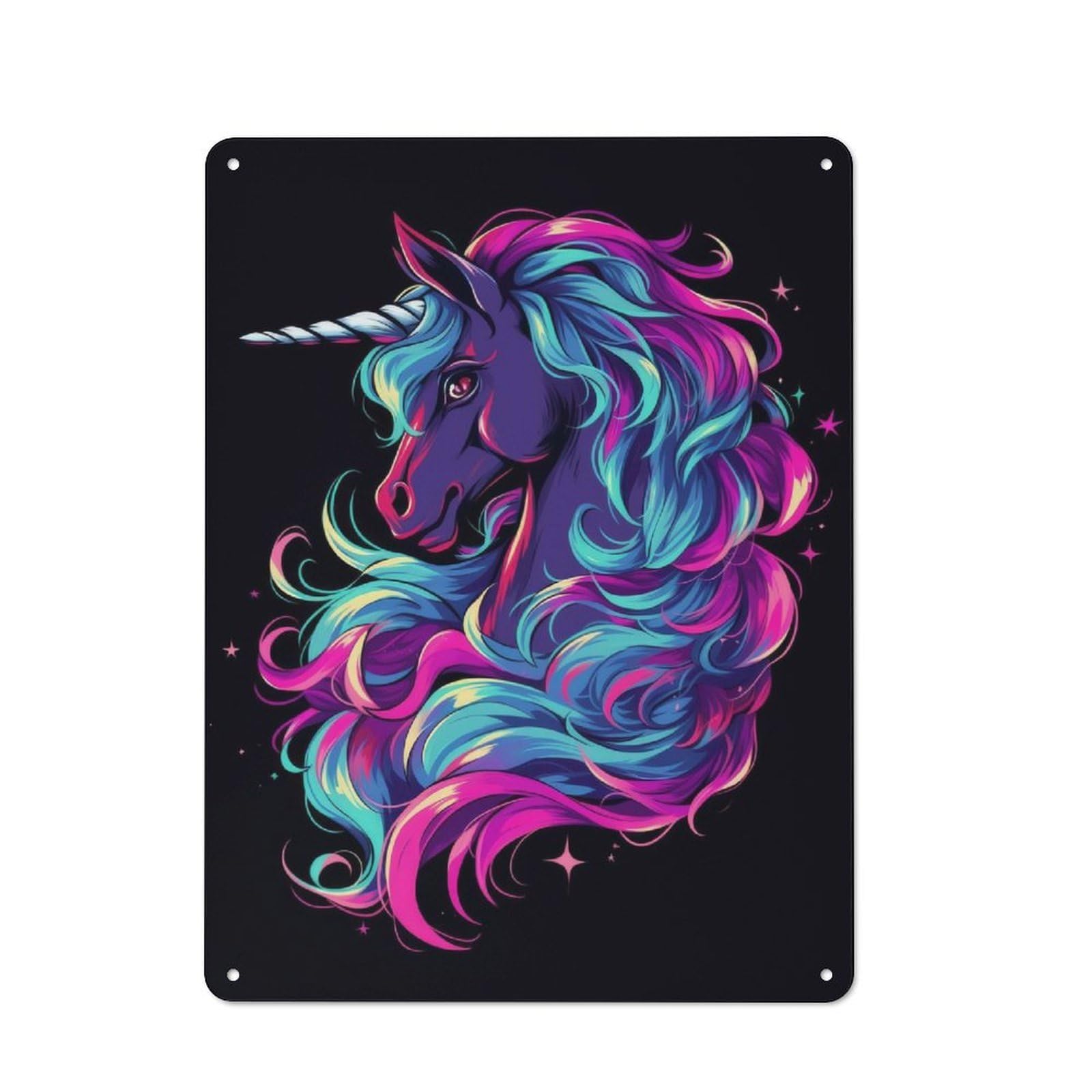 Junmoney Unicorn Animal Neon Friend Rustic Metal Wall Sign 40X30cm For Studio Or Craft Room, For Vintage Wall Decor Fans, For Themed Room Decoration