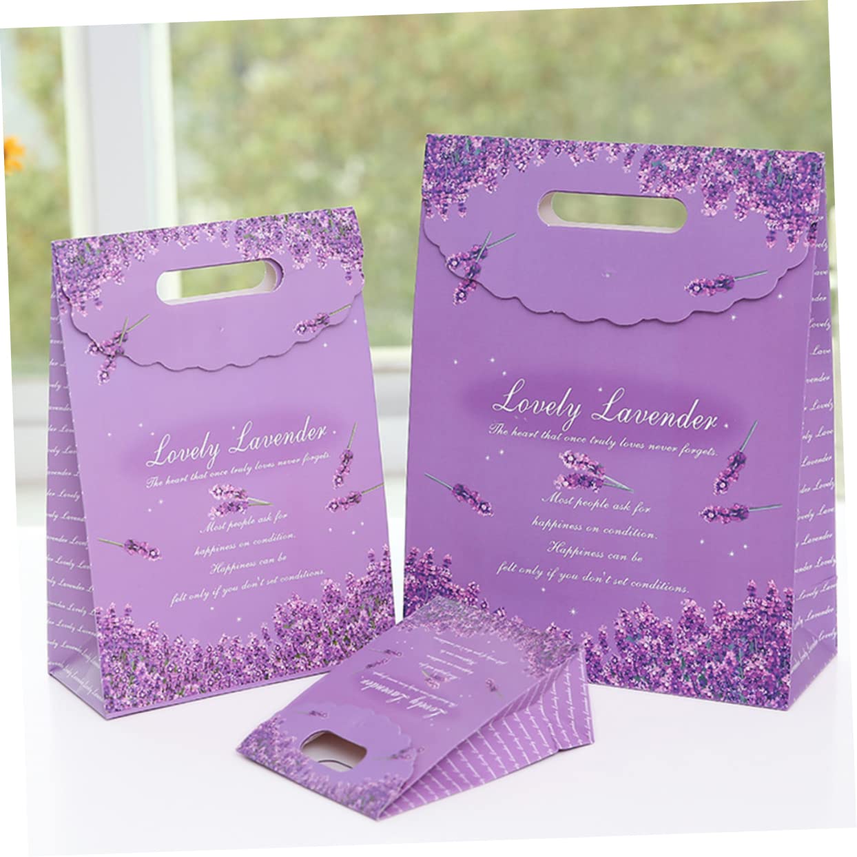 Lila Lavendel Papiertüte Gastgeschenktüte 10 Stück Groß 24x10x32cm