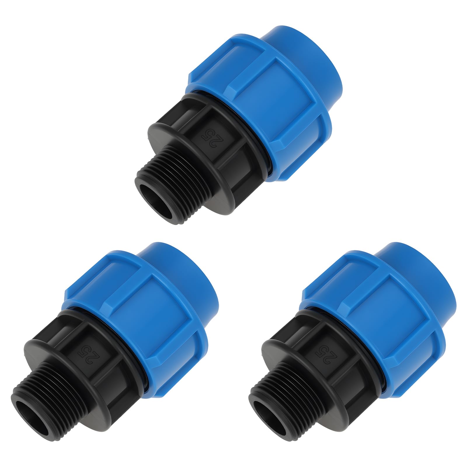 VGOL 3Pcs 25mm to 3/4" BSP Male Thread Pipe Quick Connector for Agriculture Gardening PP Pipe