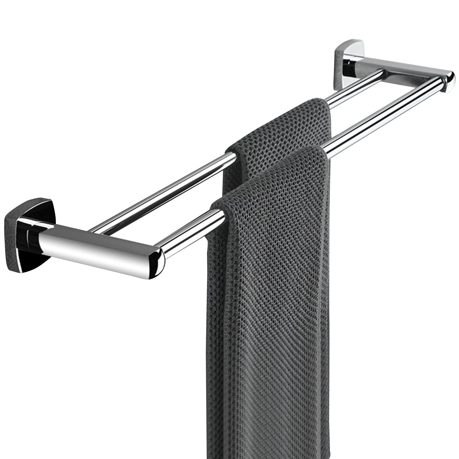 LMYSXAOZ Double People Towel Bar Rail,All Copper Bath Holder,Wall Mounted Rack for Kitchen Toilet,Screws Mounting,30cm-100cm,Silver (Size : 40cm)