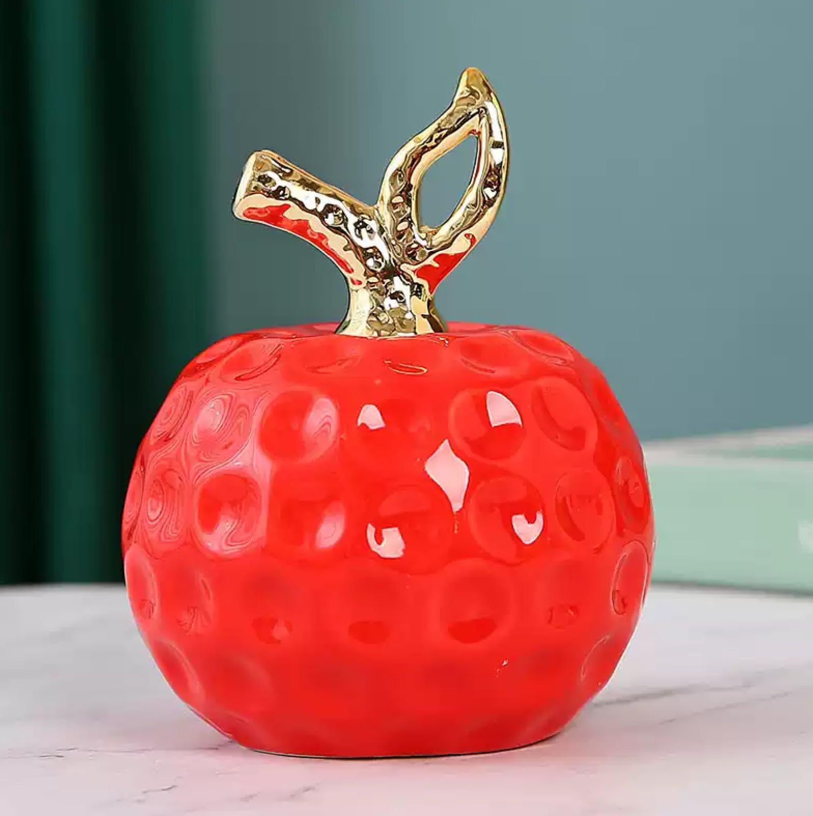 DECRZPB Ceramic Ornament Red apple Handcrafted Sculpture Arts Home Decor Office Wedding Gift