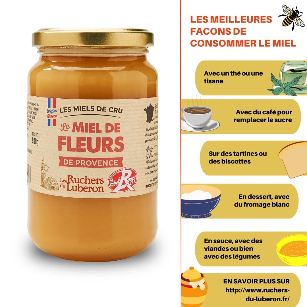 Les Ruchers du Luberon Miel de Fleurs de Provence IGP/Label Rouge 500 g - 5