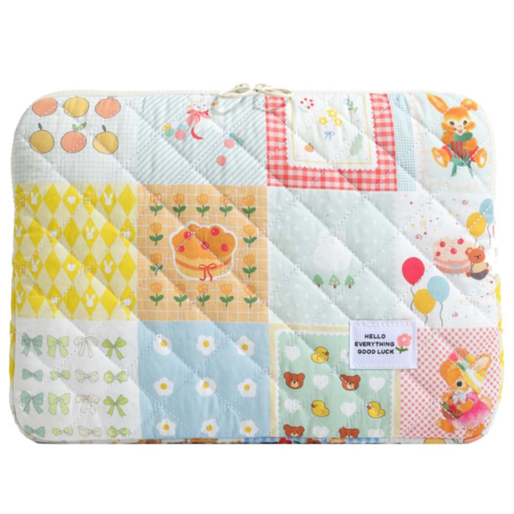AZURAOKEY Puffy Laptop Sleeve Case, 13 Inch Quilted Protective Bag, Kawaii Aesthetic Soft Pad, Compatible With 11