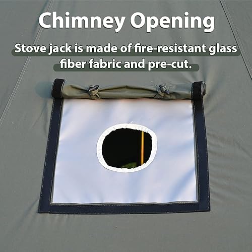 Miniatura 4 de Tienda de campaña de lona de algodón con gato de estufa, yurta espaciosa para camping familiar, tienda de campaña para 4 estaciones con suelo