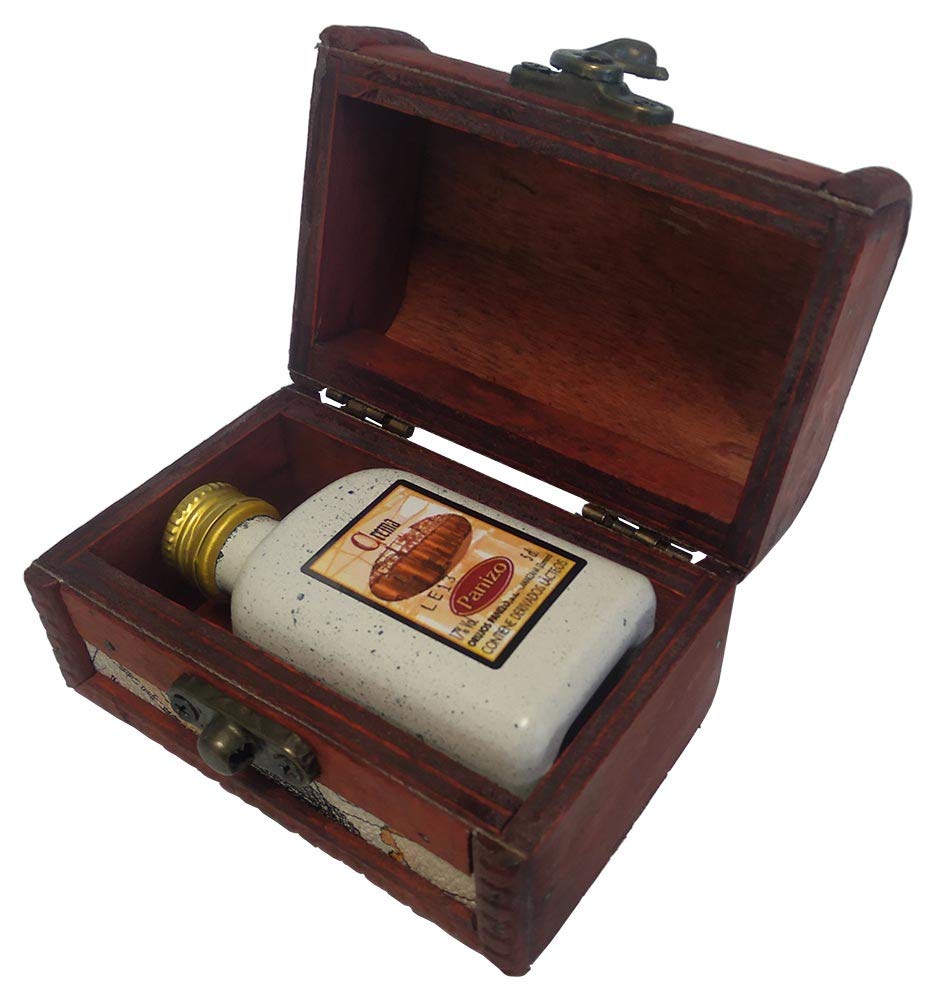24 Botellitas Miniauras crema de orujo panizo 5 cl con Baules de madera para regalar en bodas, comuniones, bautizos o eventos en general (lote de 24 unidades)