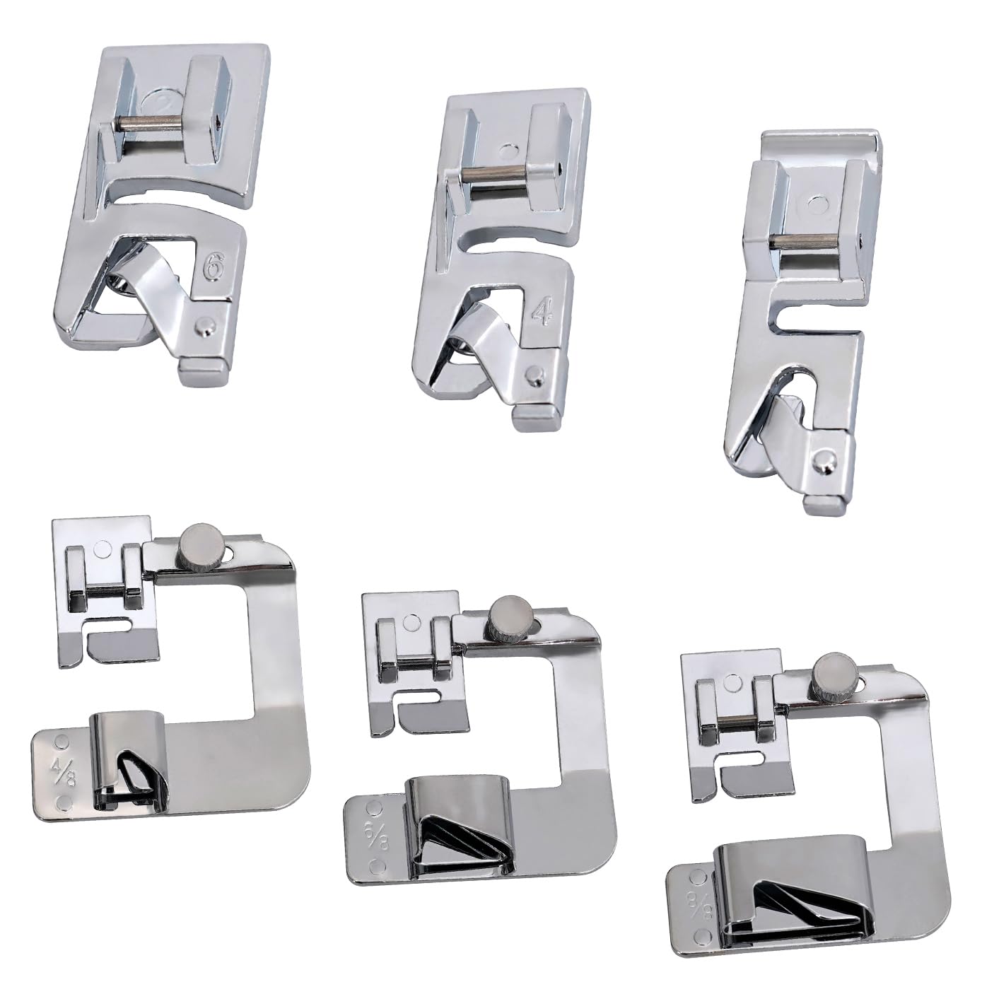 Hemming Foot Kit 6Pcs Hemmer Foot Sewing Machine Presser Foot Hemmer for Brother Singer Janome Low Shank Sewing Machine Use Rolled Hem Presser Foot