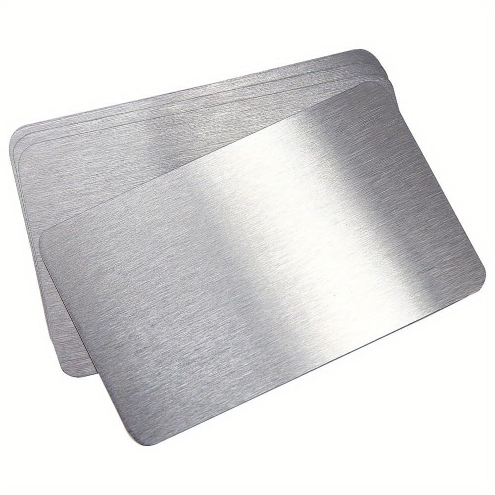 50Pcs 304 Stainless Steel Business Cards, 0.5mm Thick Cards 3.4 X 2.1 Inch for Offices, Home, VIP Customer DIY Gifts