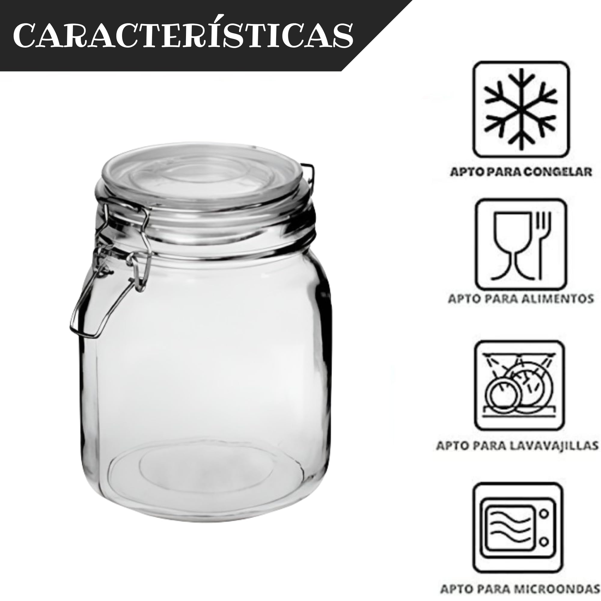 12 Tarros de Cristal Herméticos 1 litro - Con Etiquetas + Ebook de 102 Recetas - Tarros para Conservas, Mermelada, Encurtidos, Fermentar - Vidrio Resistente (12)