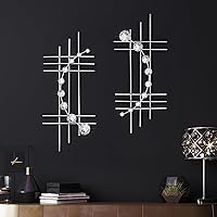 Vista 7 de ZEXUIRU Juego de 4 piezas de arte de pared de metal con diamantes de imitación, decoración de pared abstracta de hierro con diamantes de imitación