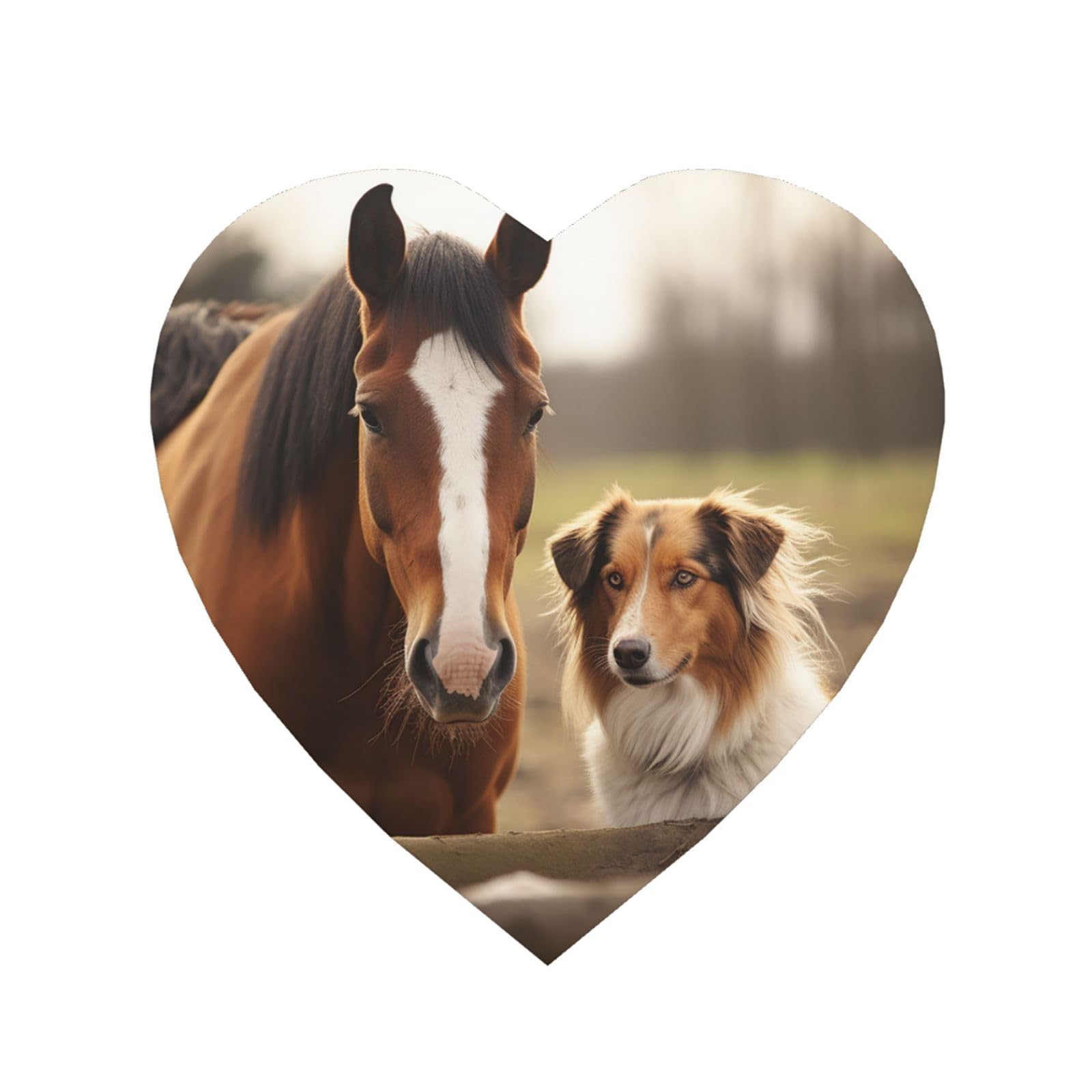 Fodpand Heart Shape Collie Dog And Horse Together Fridge Magnets, Strong Small Refrigerator Magnets Decorative Magnets For Kitchen Fridge Office Locker - Funny Magnetic Stickers Birthday Gifts