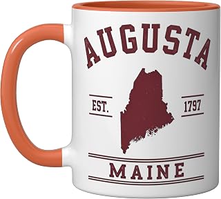 Augusta Maine Est. 1797 City Pride Ceramic Mug, Orange/White