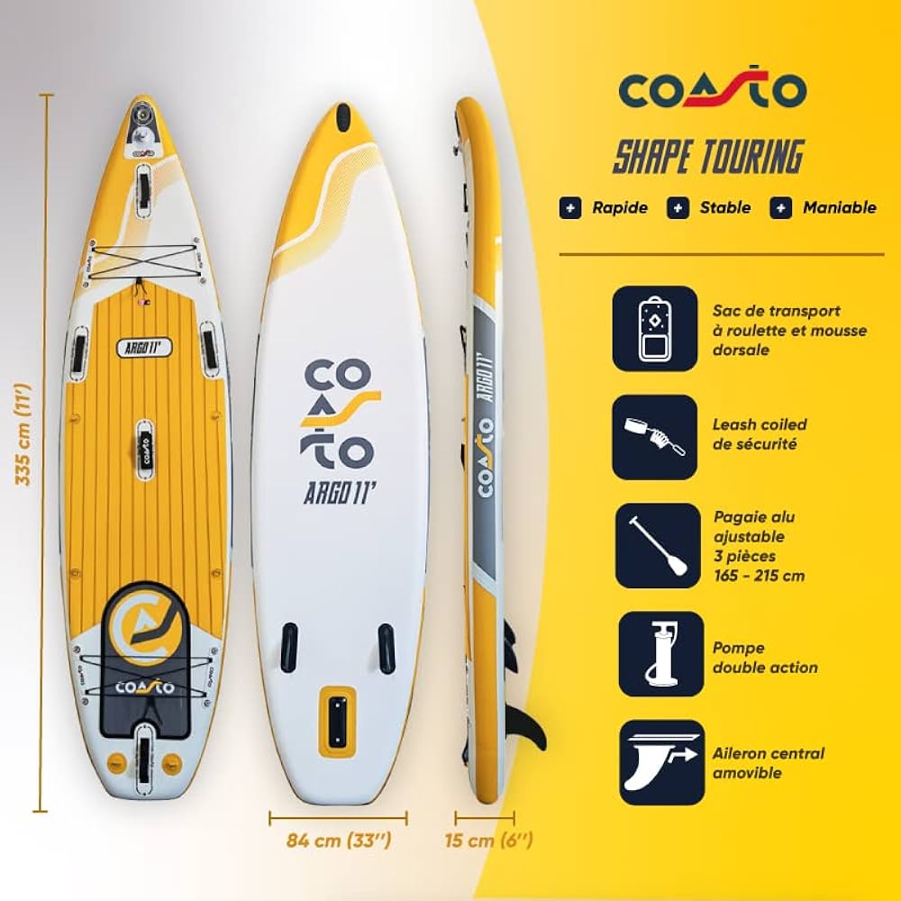 Coasto Argo, Tavola SUP Unisex Adulto, Giallo, 11' : Amazon