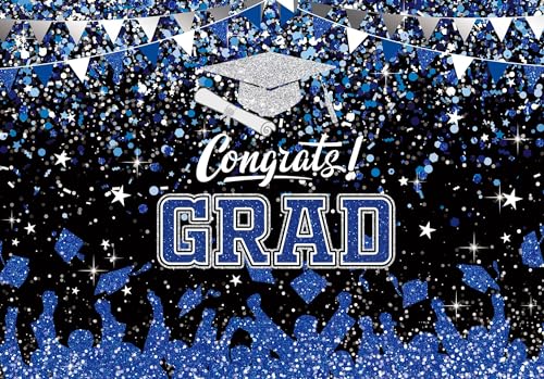Fondo fotográfico graduación 7x5 pies azul Hilioens miniatura 2