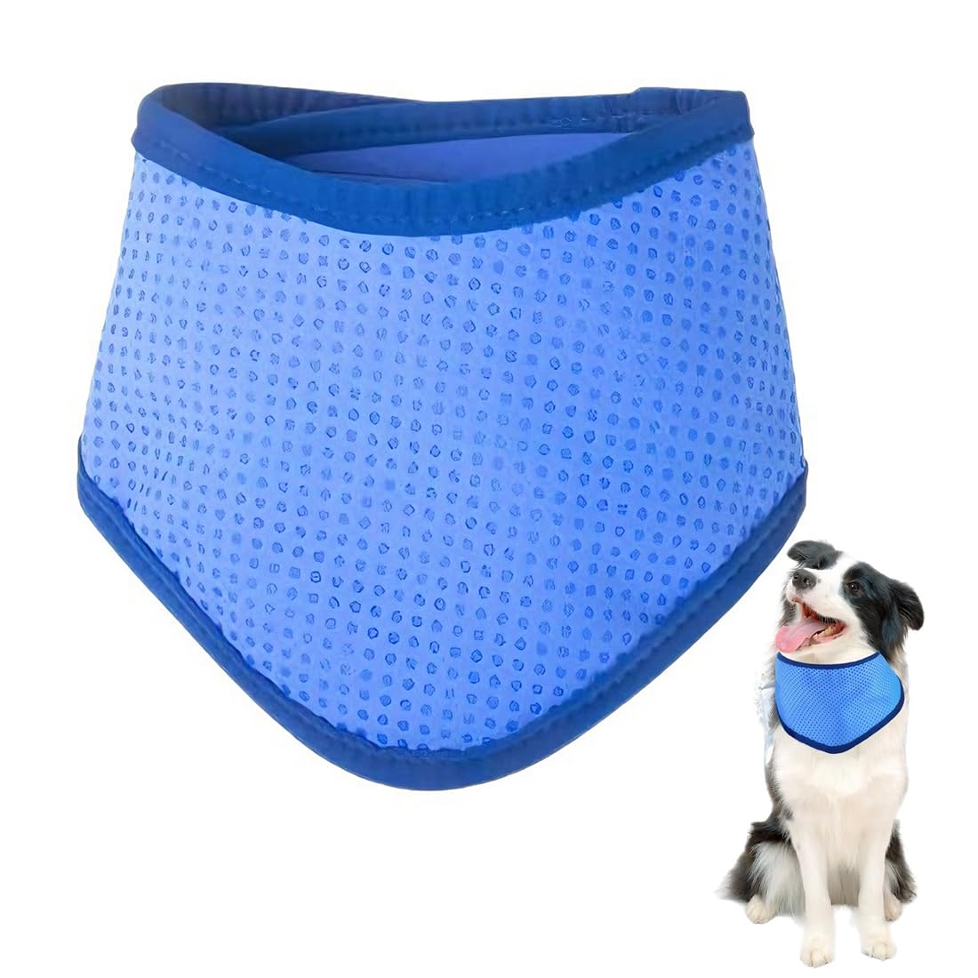 Collare rinfrescante per cane blu M, bandana fresca estiva 30-40 cm, accessorio riutilizzabile per passeggiate