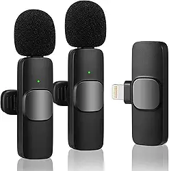Microfone lapela sem fio para iPhone iPad, microfone sem fio plug-play para gravação, transmissão ao vivo, YouTube, TikTok, Facebook, redução de ruído sincronização automática