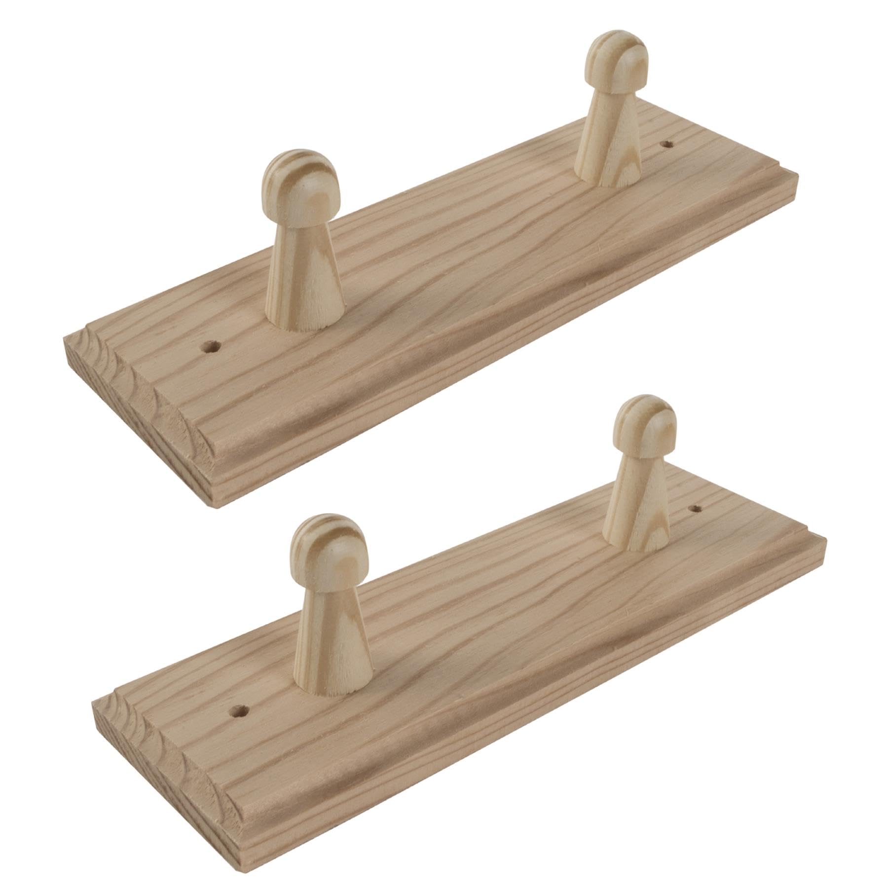 Woodeedoo Set Of 2 Wooden Coat Hooks Wall Mounted 2 Pegs Each Natural Pine Unpainted Clothes Rack Rail For Wall 18.5X6X5.5 Cm from B&Q