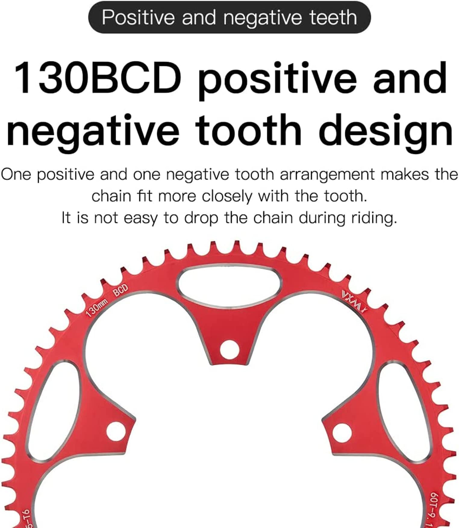 YBEKI 130BCD Narrow-Wide Chainring, Black, 46T - Image 2