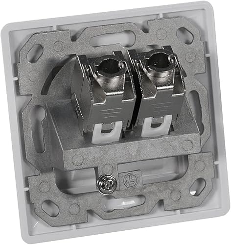 Keystone Dose Netzwerkdose Datendose Unterputz + 2X CAT 6a Keystone Jack Modul RJ45 Buchse - CAT Netzwerk für Verlegekabel vollgeschirmt Weiss (2 Stück)