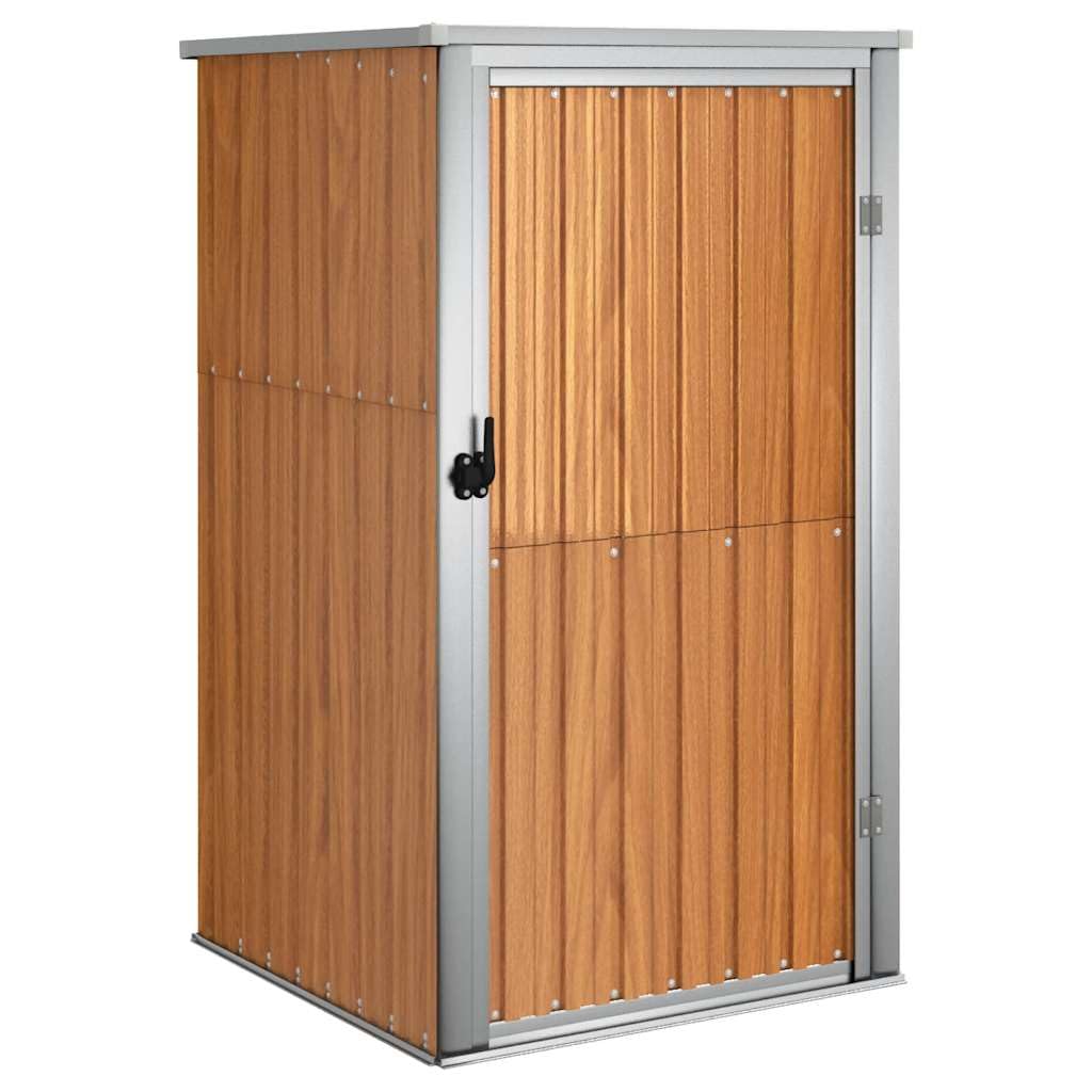 ACAGALA Metall Gerätehaus Geräteschuppen Gartenhaus 88 x 89 x 161 cm, Gartenschrank Wetterfester Metallschuppen für Gartenwerkzeug & Fahrräder - Verzinkter Stahl, Braun