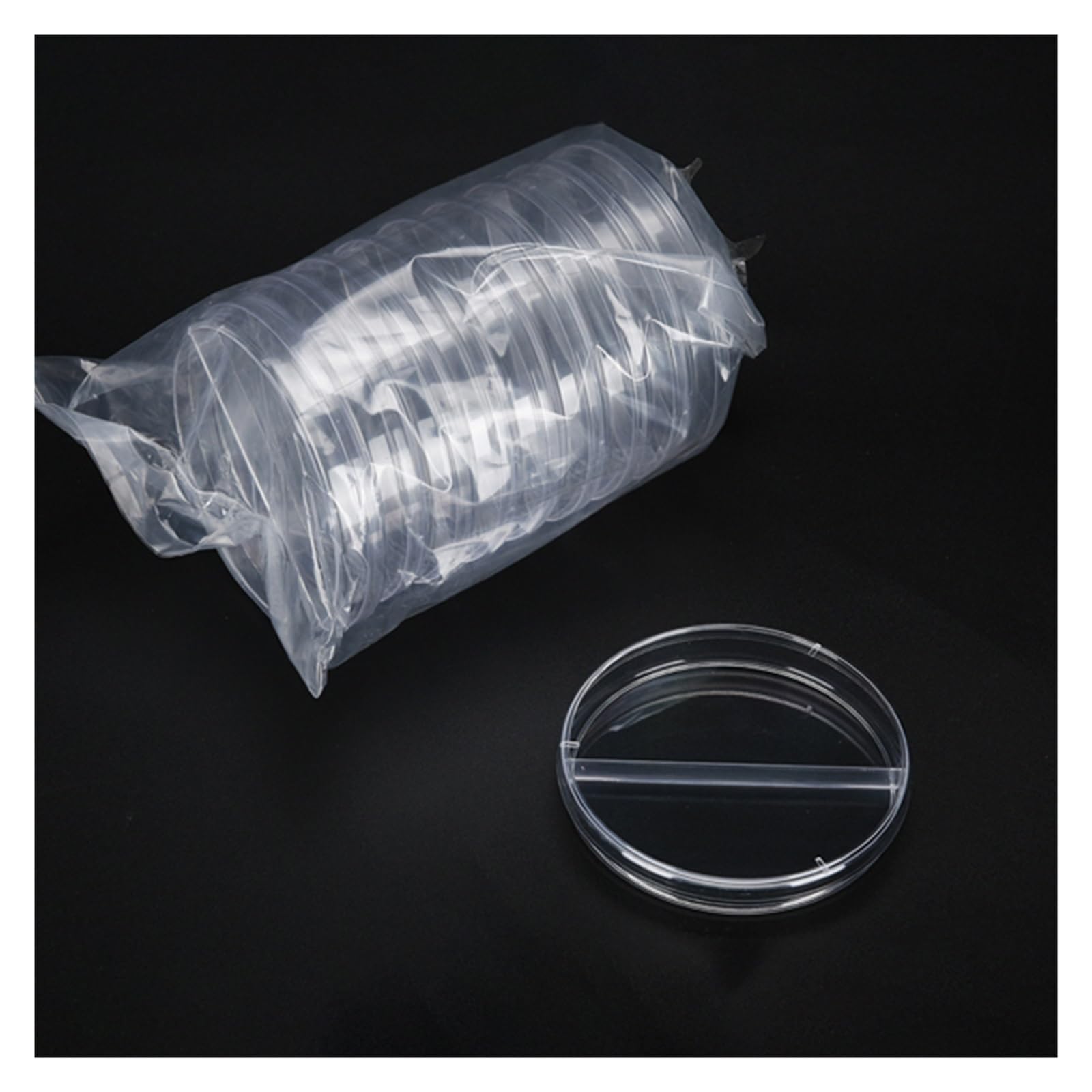 MENGKE Lote de 80 placas de Petri de plástico estéril de dos rejillas de 90 mm, transparentes, for cultivo de laboratorio.
