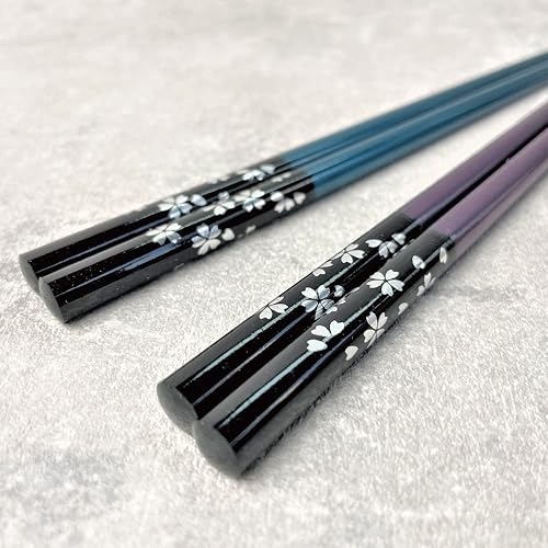 Miniatura 3 de Juego de palillos japoneses de primera calidad reutilizables fabricados en Japón Palillos de madera de laca tradicional C (flor de cerezo BLPU