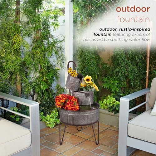 Alpine Corporation YHL684 Outdoor Floor 3-Tier Vintage Tubs And Planters Fountain thumb #3