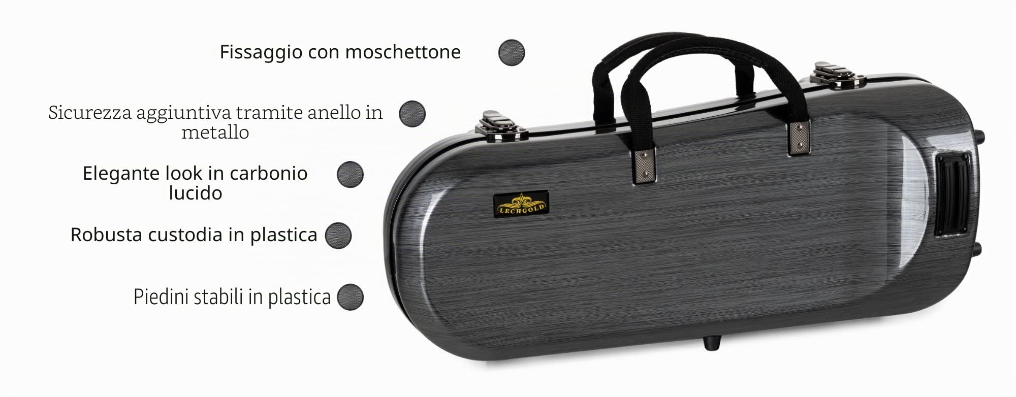 Custodia Deluxe Lechgold per Tromba, Custodia robusta in plastica | Custodia per strumenti Lechgold "Deluxe" per tromba, Adatta per trombe Bb con valvole Perinet, Scocca rigida ammortizzante