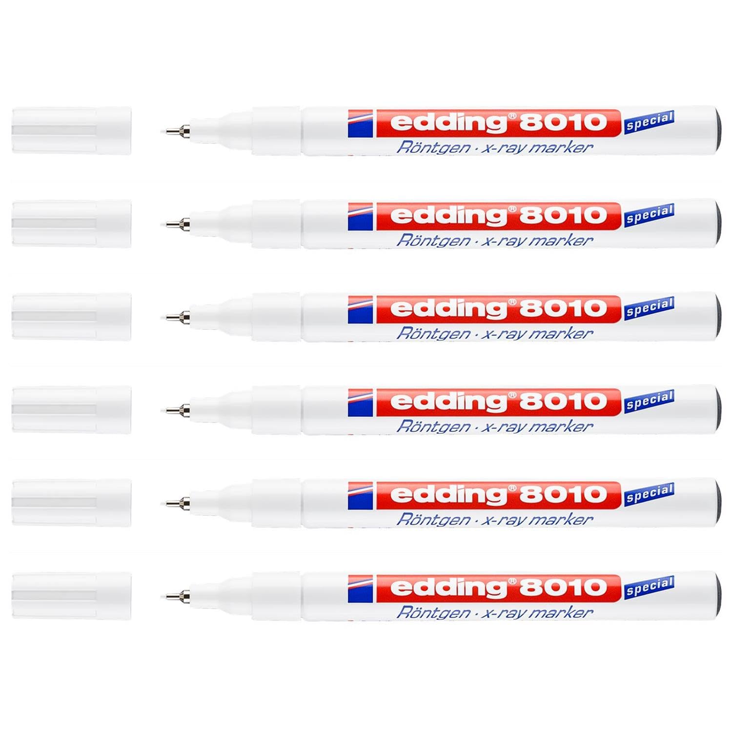Edding Radiologie-Marker 8010, feine Spitze, 0,8 mm, Weiß, 6 Stück