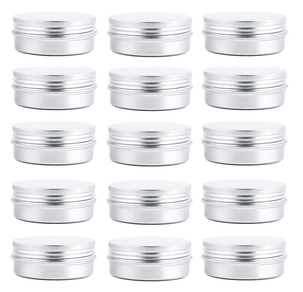 24Pcs 60ml/2oz Empty Silver Aluminum Tin Cans Round Metal Cosmetic Sample Jars Storage Containers with Twist Screw Top Lid Travel Tins for Tea Spices Eye Shadow Lip Balms Cream Crafts Jewelry