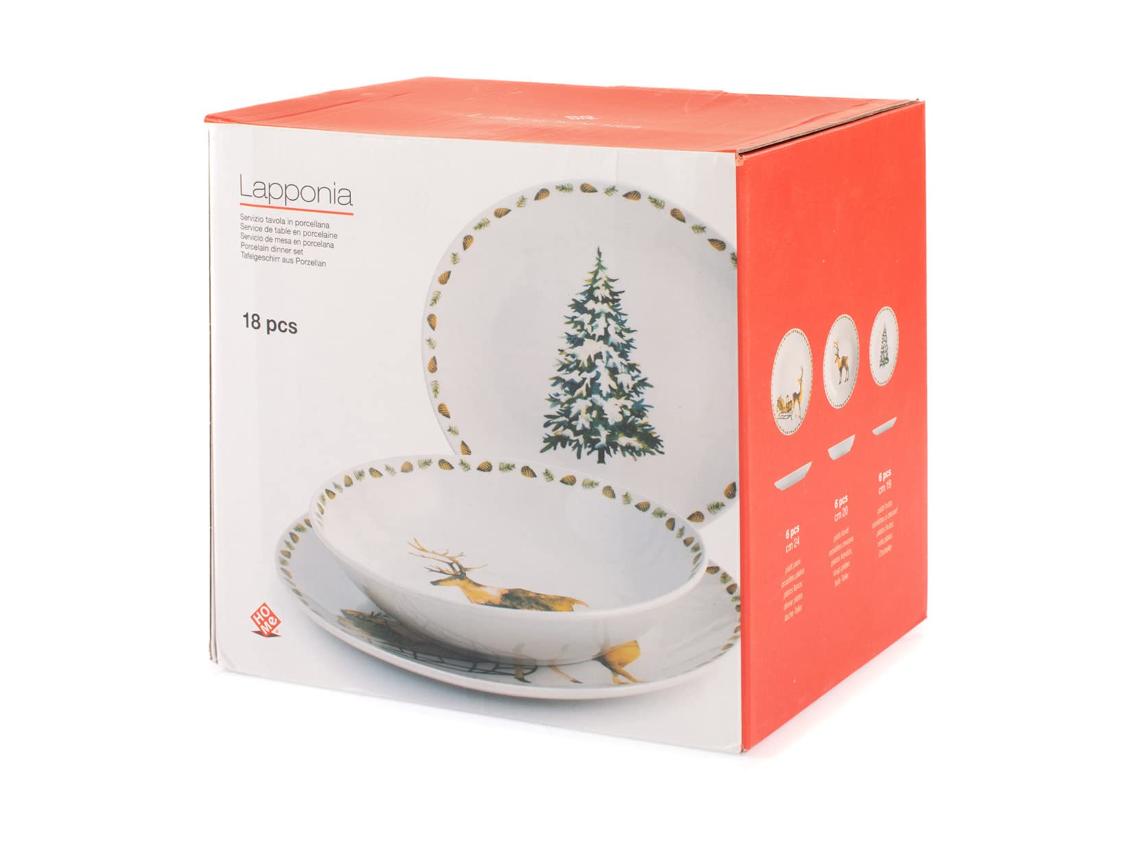 HOME Laponia - Juego de mesa de 18 piezas, porcelana