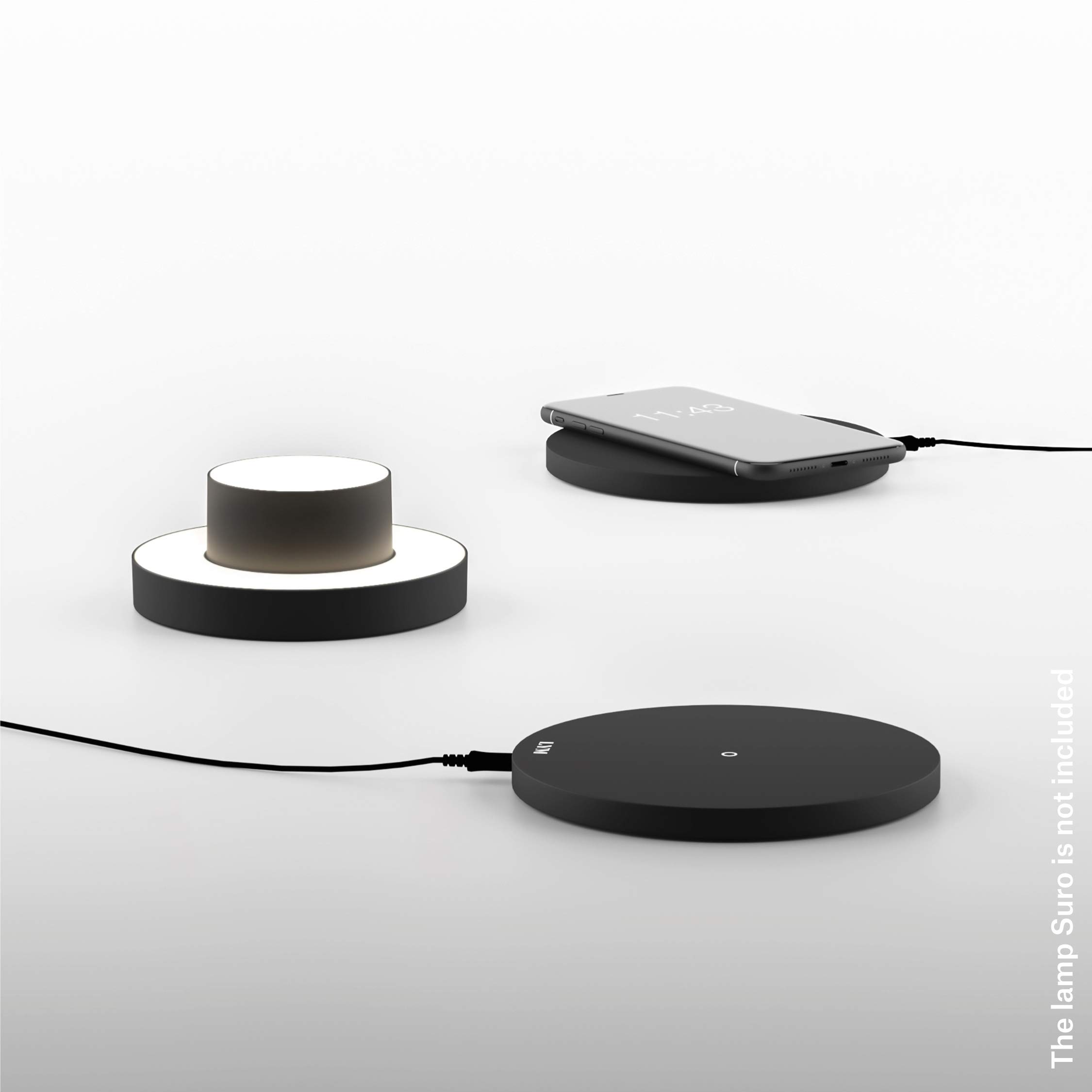 LYM - Puck - Caricatore Wireless, 5W, Qi Standard, Caricabatterie Senza Fili per Smartphone, con Alimentatore e Cavo Inclusi, Base Antiscivolo