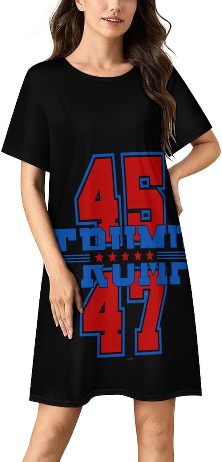 Trump Nightgowns for Women Short Sleeve Crewneck Night Dress Shirts
