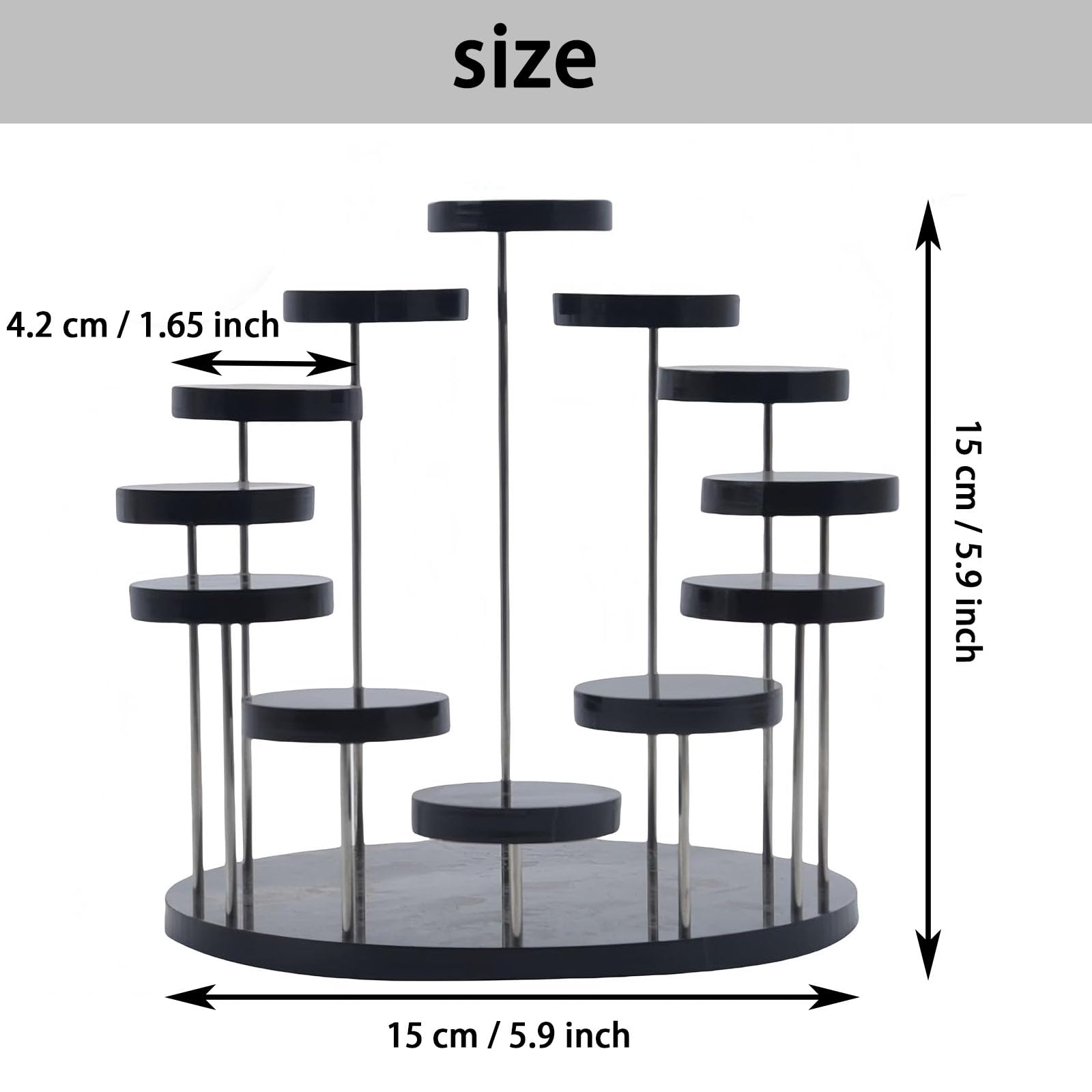 Présentoir Acrylique Rond Noir, Diamètre Présentoirs, Présentoir Parfum de Collection, Résentoirs Ronds en Acrylique pour Cupcakes, pour de Figurine Vernis à Ongles Cosmétiques.