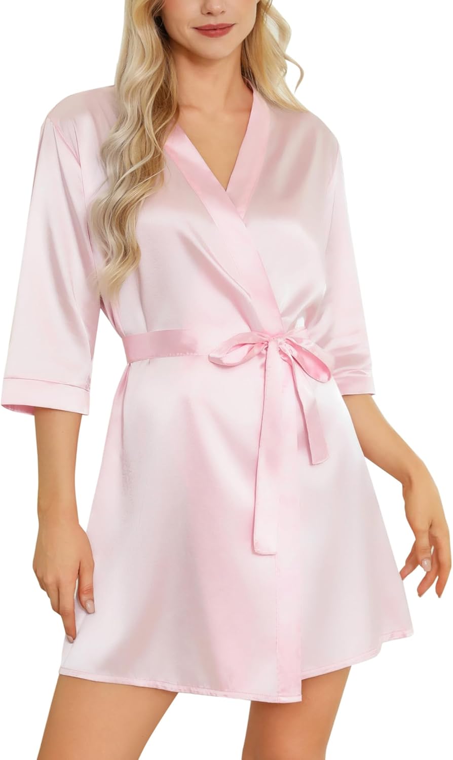Leikar Silk Robe For Women Floral Kimono Bridesmaid Pajamas Satin Flower Bathrobe