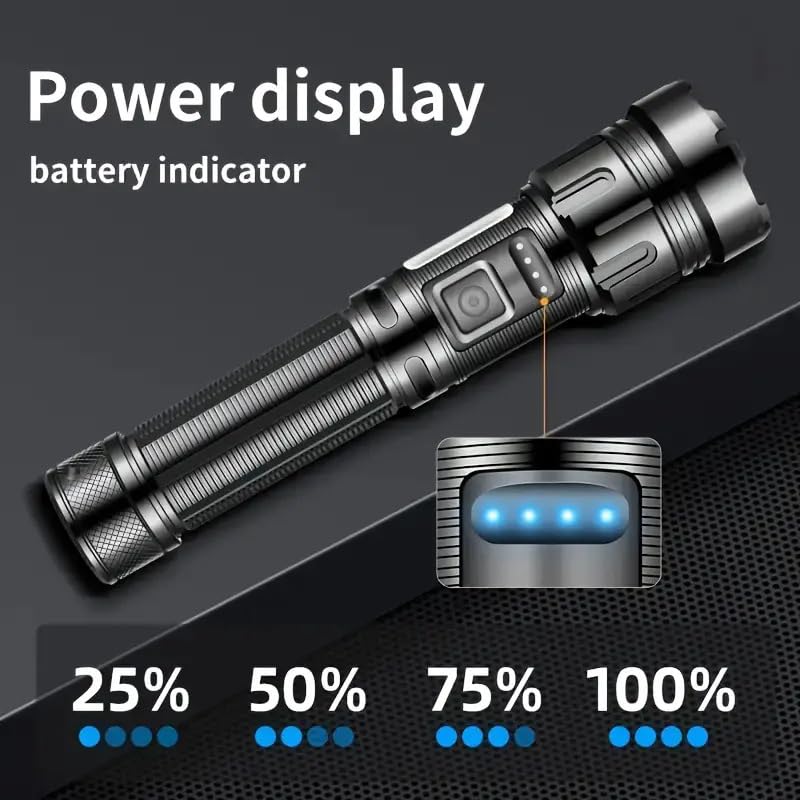 Linternas Recargables De 990000 Lumens De Alto,XHP160.6 Linterna LED Super Brillante, Linterna De Mano Tácde Gran Alcance Resistente Al Agua Con Zoom 6 Modos Para Emergencias De Camping