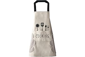 DILLMAN Women Kitchen Apron with Hand Wipe Pockets, Big Pocket, Hand-wiping, Waterproof for Cooking Baking