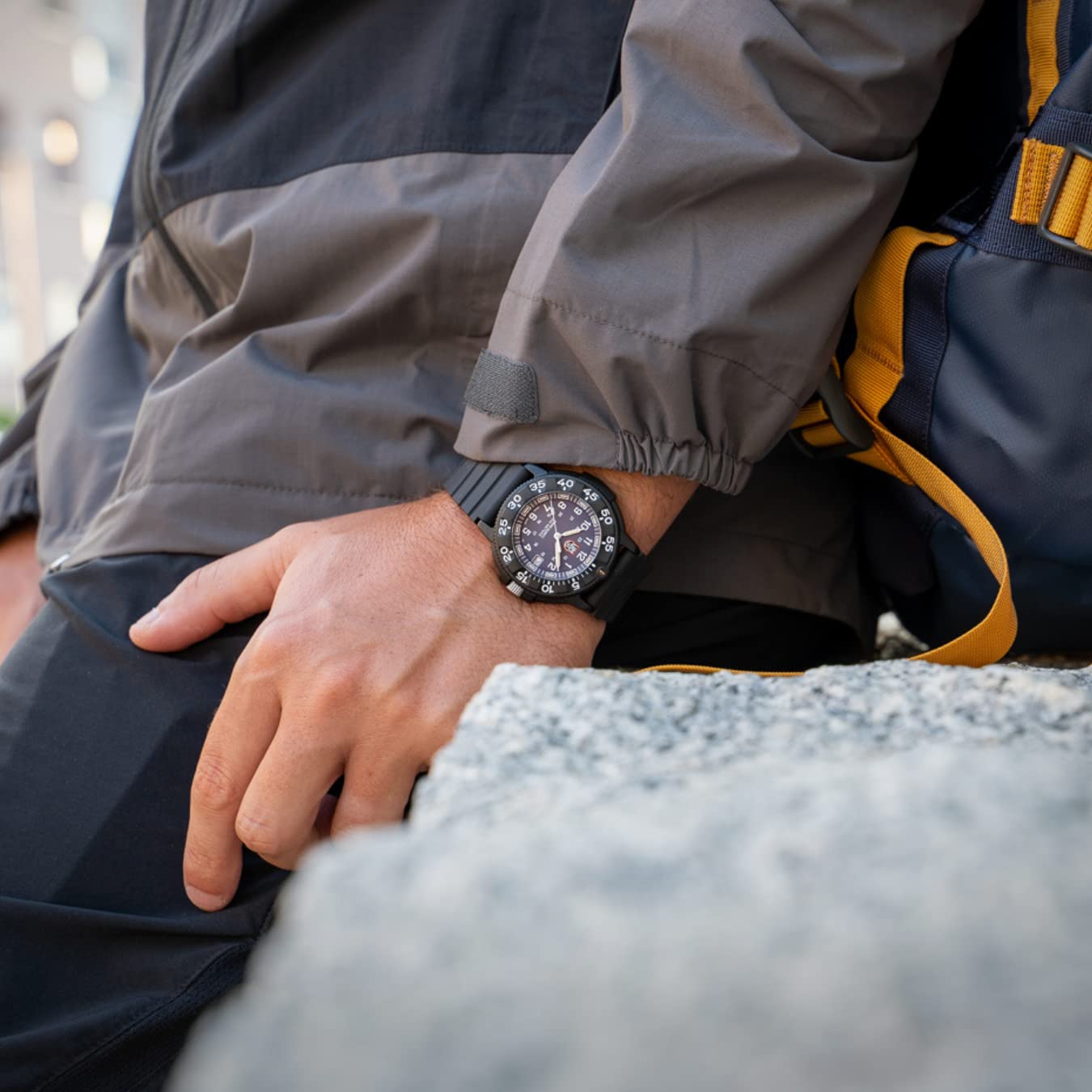 Luminox FPX.3000.21H.2.K Pasek do zegarka - 21 mm czarny zapasowy gumowy pasek z klamrą ze stali nierdzewnej do 3000 3001, czarny/szary, nowoczesny, czarny/szary, Nowoczesny