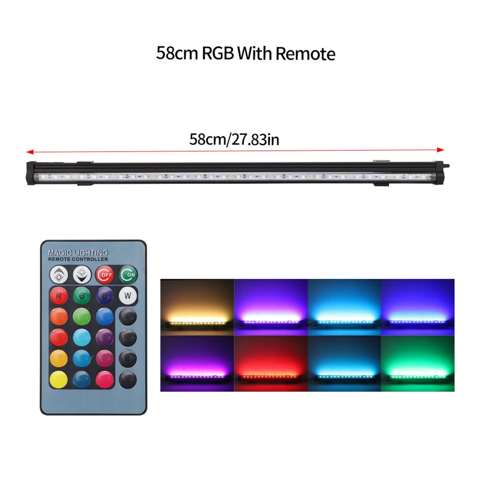 Luz de Acuario Lámpara de Control Remoto RGB para Plantas 20-58cm Lámpara de Burbuja de Aire LED Luz de Planta Acuática para Tanque de Peces (Color : SZD-A20RM)