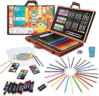 KIDDYCOLOR 85 PCS Media Selection Art Set for Kids Art Set with Wooden Case for Kids, Beginner, Good as Christmas Gifts