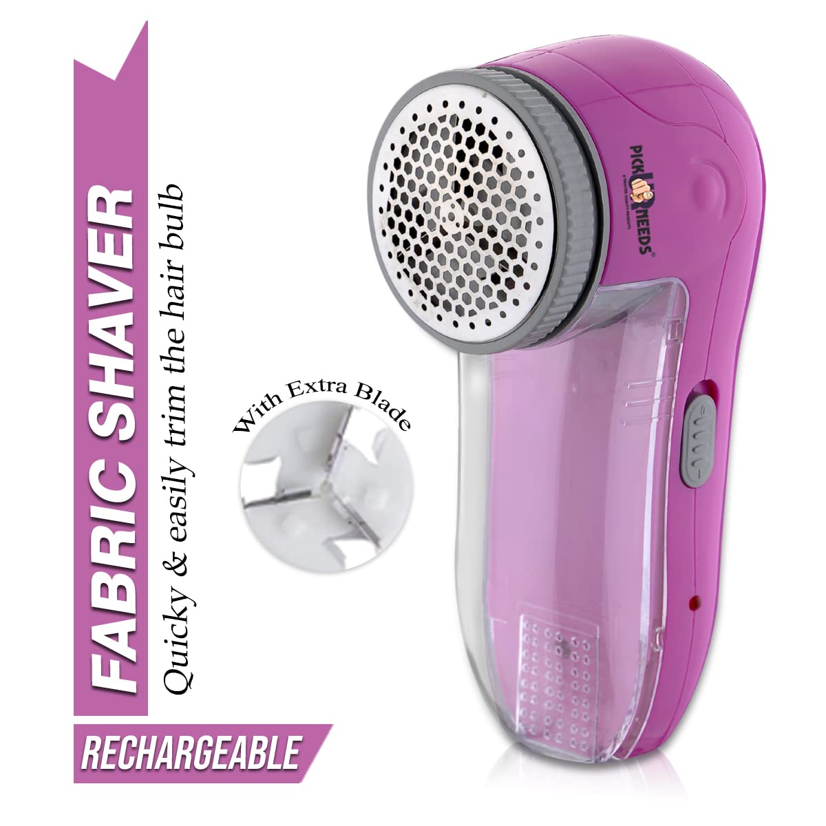 Pick Ur Needs Lint Remover for Clothes High Range Rechargeable Lint Shaver for All Types of Clothes, Fabrics, Blanket with 1 Extra Blade Multicolor (Rechargeable)